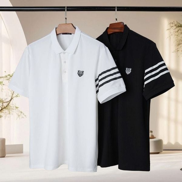 Chi tiết áo polo viền tay big size nam AKYOO