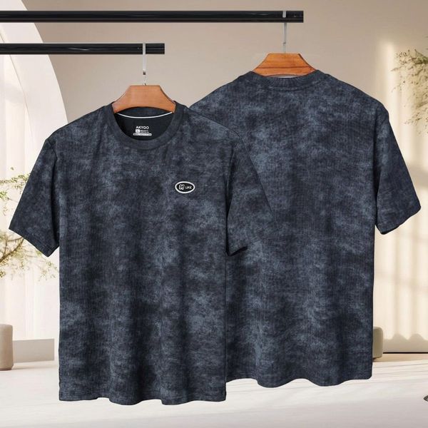 Chi tiết áo thun loang đen big size nam AKYOO