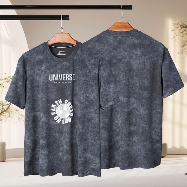 Chi tiết áo thun loang xám big size nam AKYOO
