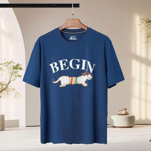 Chi tiết áo thun than in big size nam AKYOO