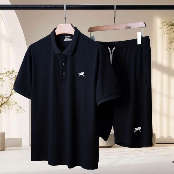 Chi tiết set bộ đen big size nam AKYOO