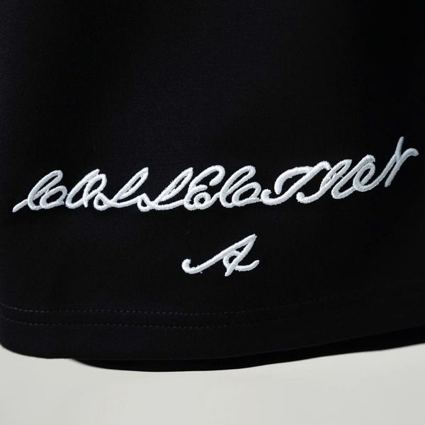 Chi tiết quần short thun đen in big size nam AKYOO