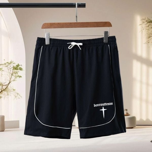 Chi tiết set bộ thun đen viền big size nam AKYOO