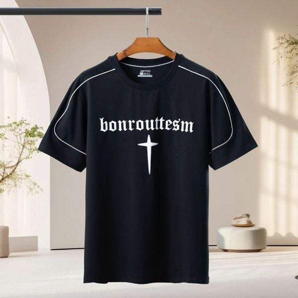 Chi tiết set bộ thun đen viền big size nam AKYOO