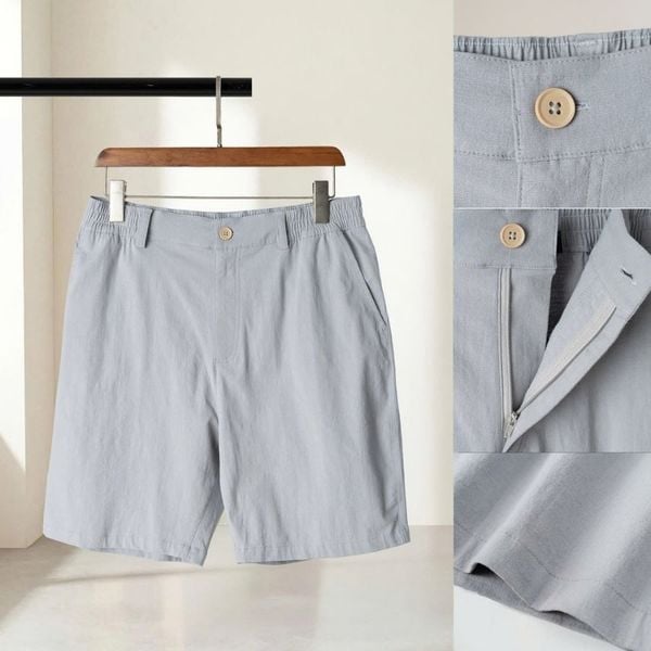 1. Chi tiết nút cài khóa kéo và chất liệu quần short đũi ghi big size nam