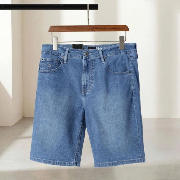 Mặt trước quần short jean xanh wash big size nam SJ N WAS