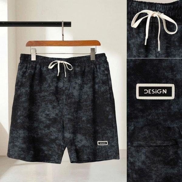 Chi tiết quần short thun loang big size nam cạp chun dây rút
