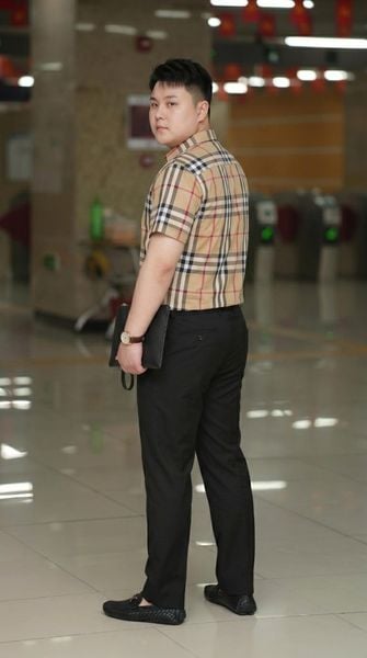 Áo sơ mi kẻ nâu big size nam