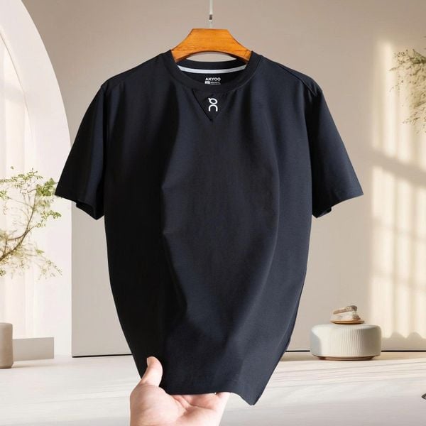 Mô tả chi tiết áo thun đen viền vai big size nam Akyoo