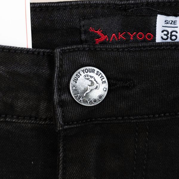 Chi tiết quần jean đen xước big size nam Akyoo