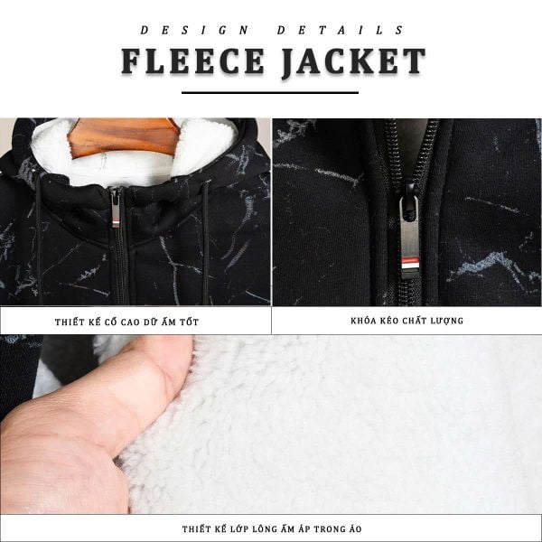 Mô tả chi tiết áo khoác nỉ đen big size nam Akyoo