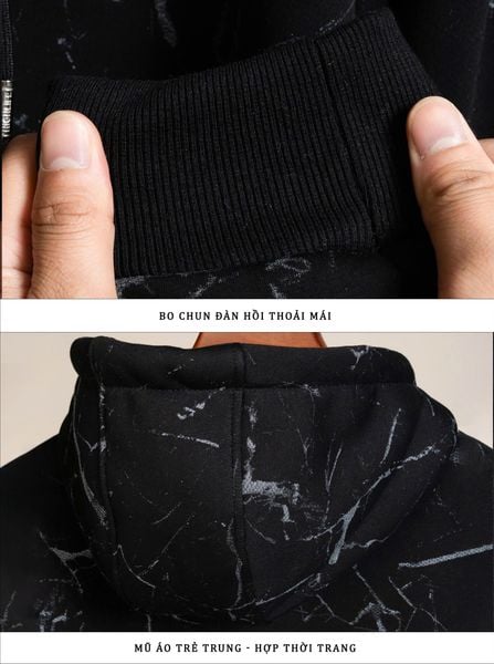 Mô tả chi tiết áo khoác nỉ đen big size nam Akyoo