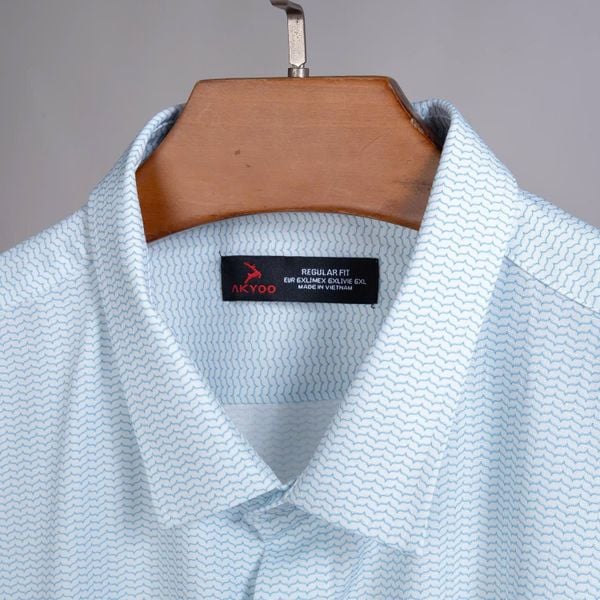 Mô tả chi tiết áo sơ mi in xanh nhạt big size nam AKYOO