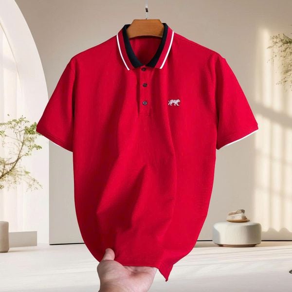 Mô tả chi tiết áo polo đỏ big size nam AKYOO