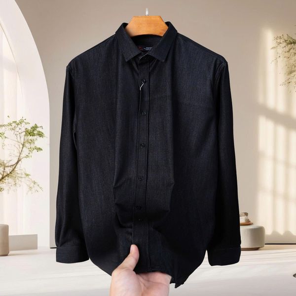 Mô tả chi tiết áo sơ mi denim đen big size nam AKYOO