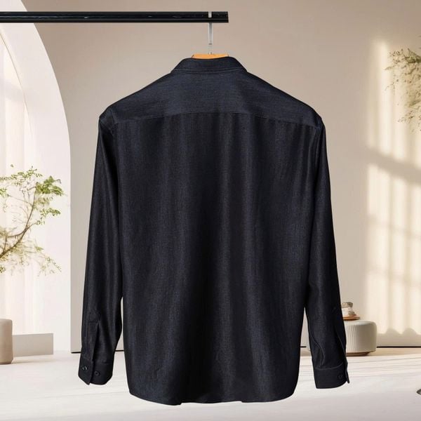 Mô tả chi tiết áo sơ mi denim đen big size nam AKYOO