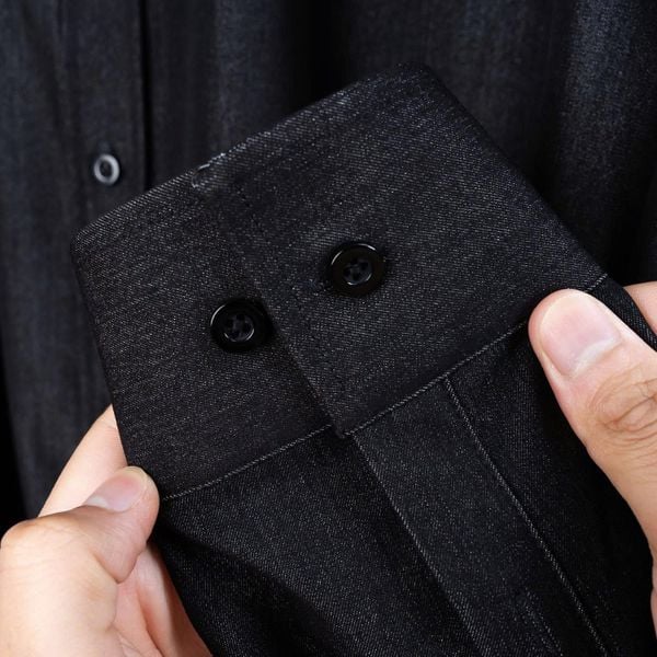 Mô tả chi tiết áo sơ mi denim đen big size nam AKYOO