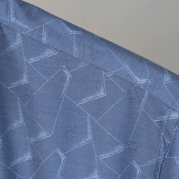 Mô tả chi tiết áo sơ mi xanh in cộc tay big size nam AKYOO