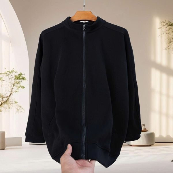 Chi tiết set bộ nỉ thun đen a1 big size nam AKYOO