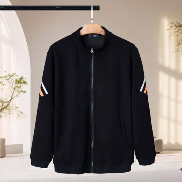 Chi tiết set bộ ni thun đen sọc big size nam AKYOO