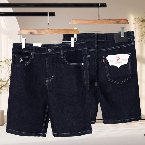 Chi tiết quần short jean xanh đen a6 big size nam AKYOO
