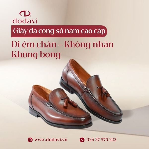 Giày da công sở nam cao cấp: Đi êm chân – Không nhăn – Không bong tróc