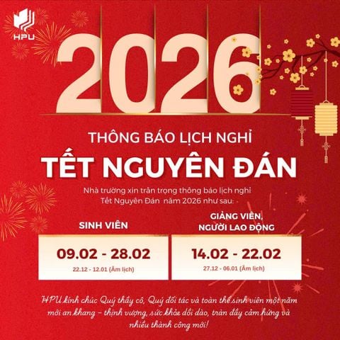 Thông báo lịch nghỉ Tết Nguyên đán Bính Ngọ 2026