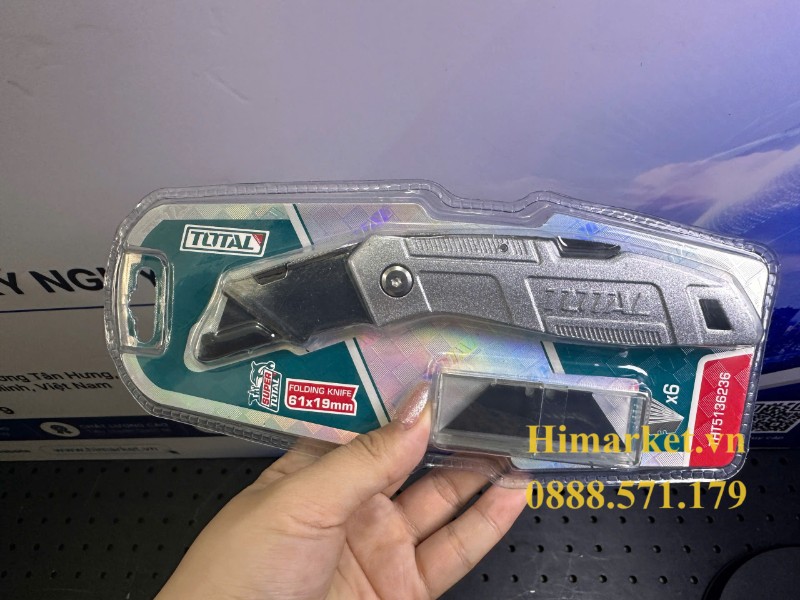 Dao rọc cáp xếp gọn Total THT5136236 nguyên vỉ chính hãng kèm 6 lưỡi dự phòng