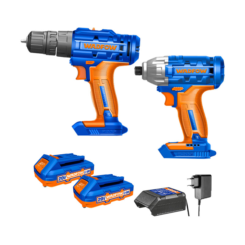 Bộ 2 combo Máy khoan và vặn vít dùng pin Lithium-Ion 20V Wadfow WCK2016
