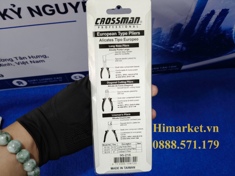 Bảng thông số kỹ thuật và mã vạch kìm cắt Crossman 95-216 Đài Loan