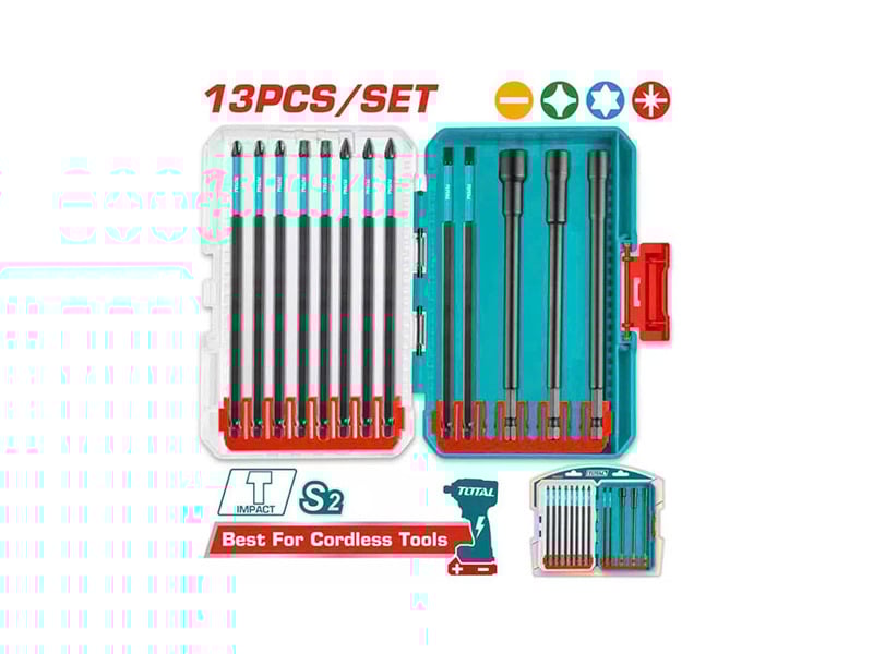 Bộ 13 mũi bắt vít đóng dài 150mm Total TACSDL01306 chính hãng thép S2
