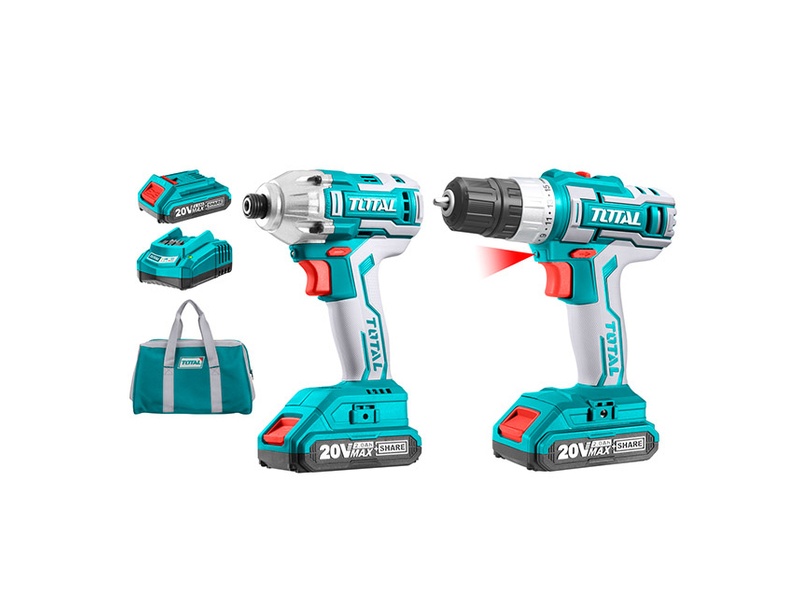 Bộ 2 máy vặn vít và máy khoan dùng pin 20V Total TCKLI2006 kèm 2 pin 1 sạc