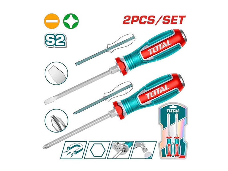 Bộ 2 Tua Vít Đóng Dẹp Và Bake Đóng Xuyên Total TGTST0206 Bộ 2 tua vít đóng dẹp và bake đóng xuyên Total TGTST0206 chất liệu thép S2 chính hãng giá tốt tại Himarket