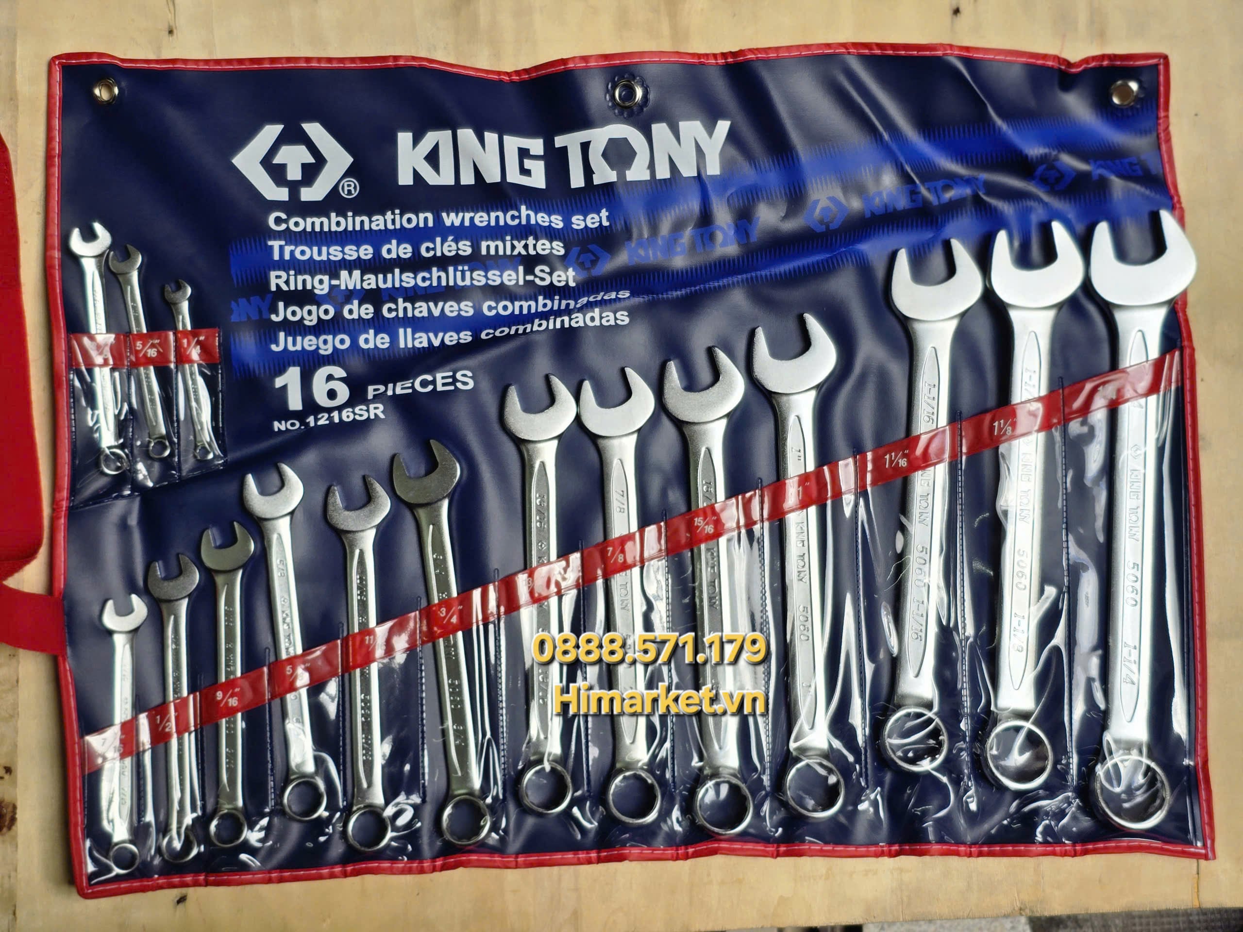 Bộ Cờ Lê Vòng Miệng 16 Chi Tiết Hệ Inch Kingtony 1216SR