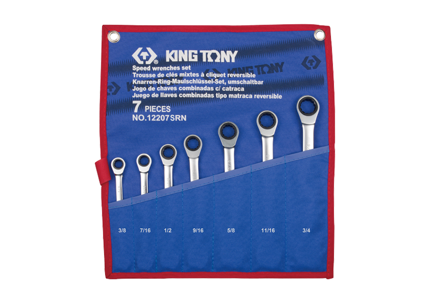 Bộ cờ lê vòng miệng tự động 7 cái hệ Inch Kingtony 12207SRN