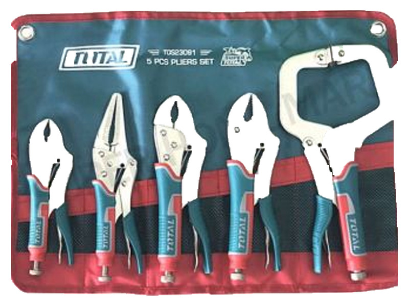 Bộ combo 5 kềm bấm chết Total TOS23091 bao gồm kềm hàm cong mũi dài và chữ C
