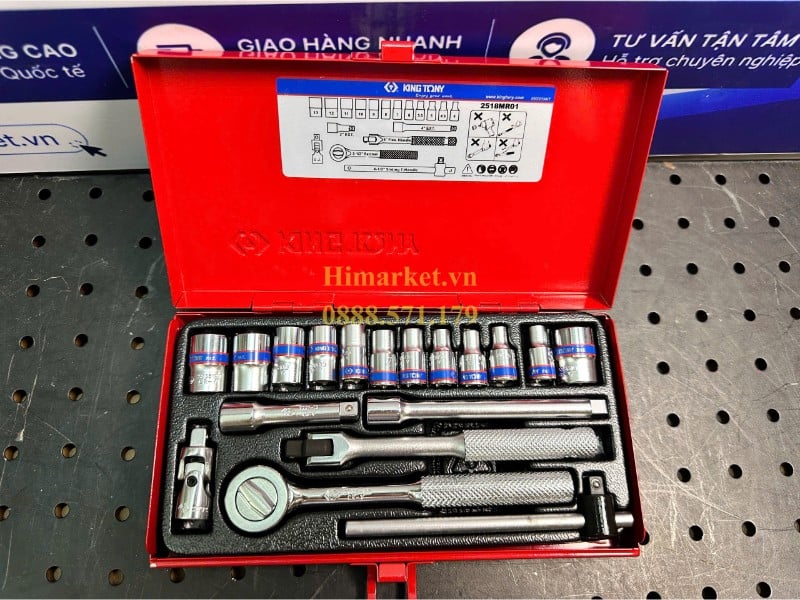 Bộ tuýp 1/4 inch 18 chi tiết Kingtony 2518MR01 mở hộp