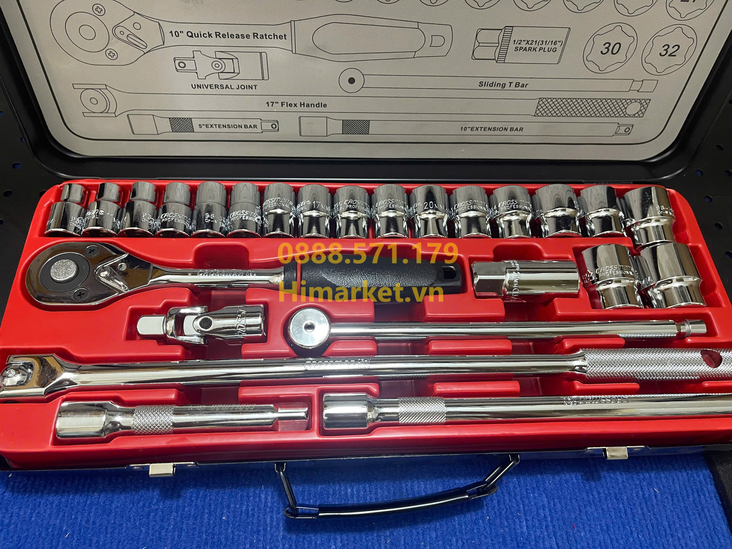Bộ đầu tuýp bông 25 chi tiết Crossman 99-082 bền bỉ