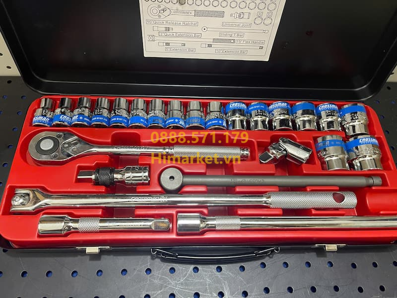 Bộ khẩu tuýp Crossman 99-055 1/2 inch 25pcs đầy đủ chi tiết