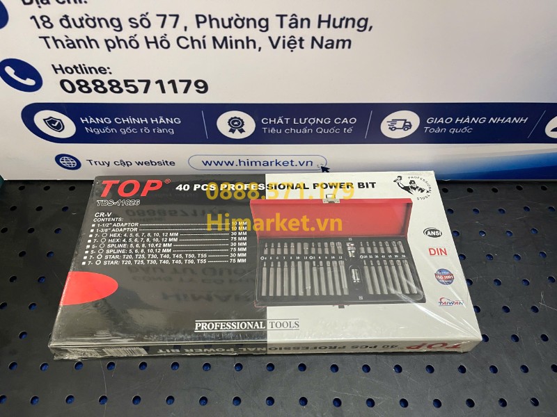Bộ lục giác 40 chi tiết TOP TBS-11026 trong hộp thiếc chắc chắn