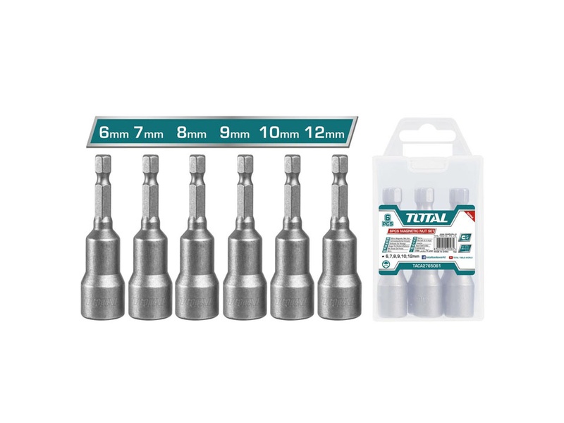 Bộ mũi bắn tôn 6 chi tiết 1/4 inch từ 6mm đến 12mm Total TAC2765061 thép 50BV30