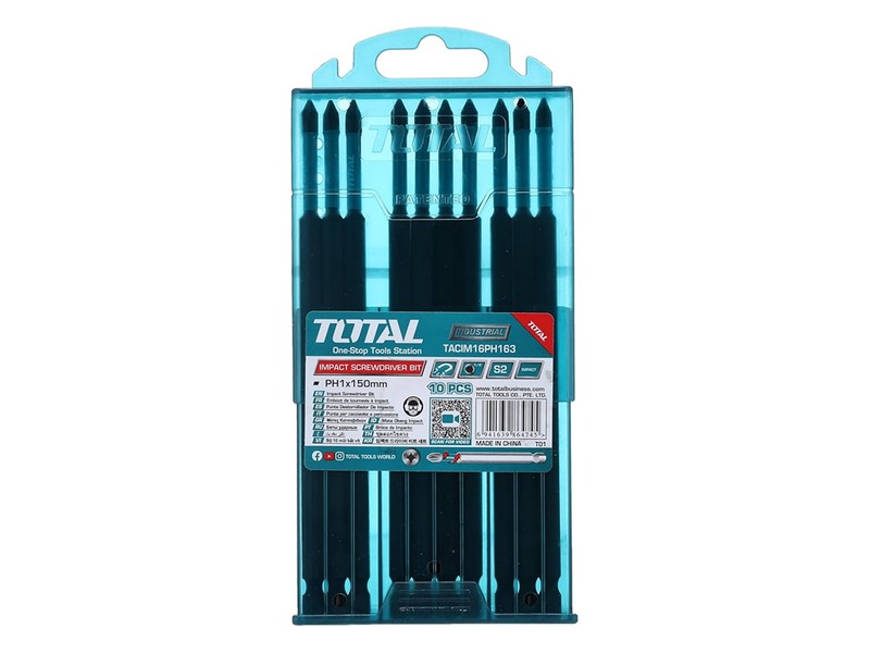 Bộ mũi vít bake 10 chi tiết PH1x150mm Total TACIM16PH163 thép S2 dài 15cm chính hãng