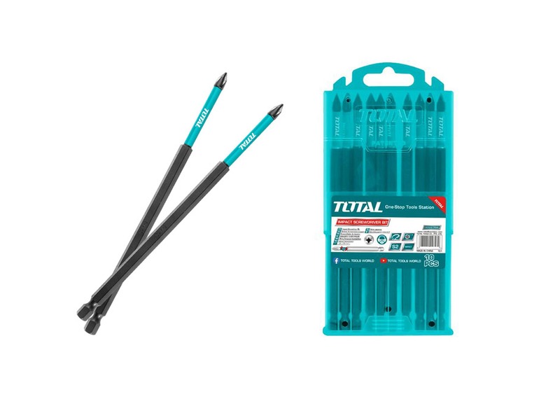 Bộ mũi vít bake 10 chi tiết PH1x250mm Total TACIM16PH1103 thép S2 siêu dài 25cm chính hãng