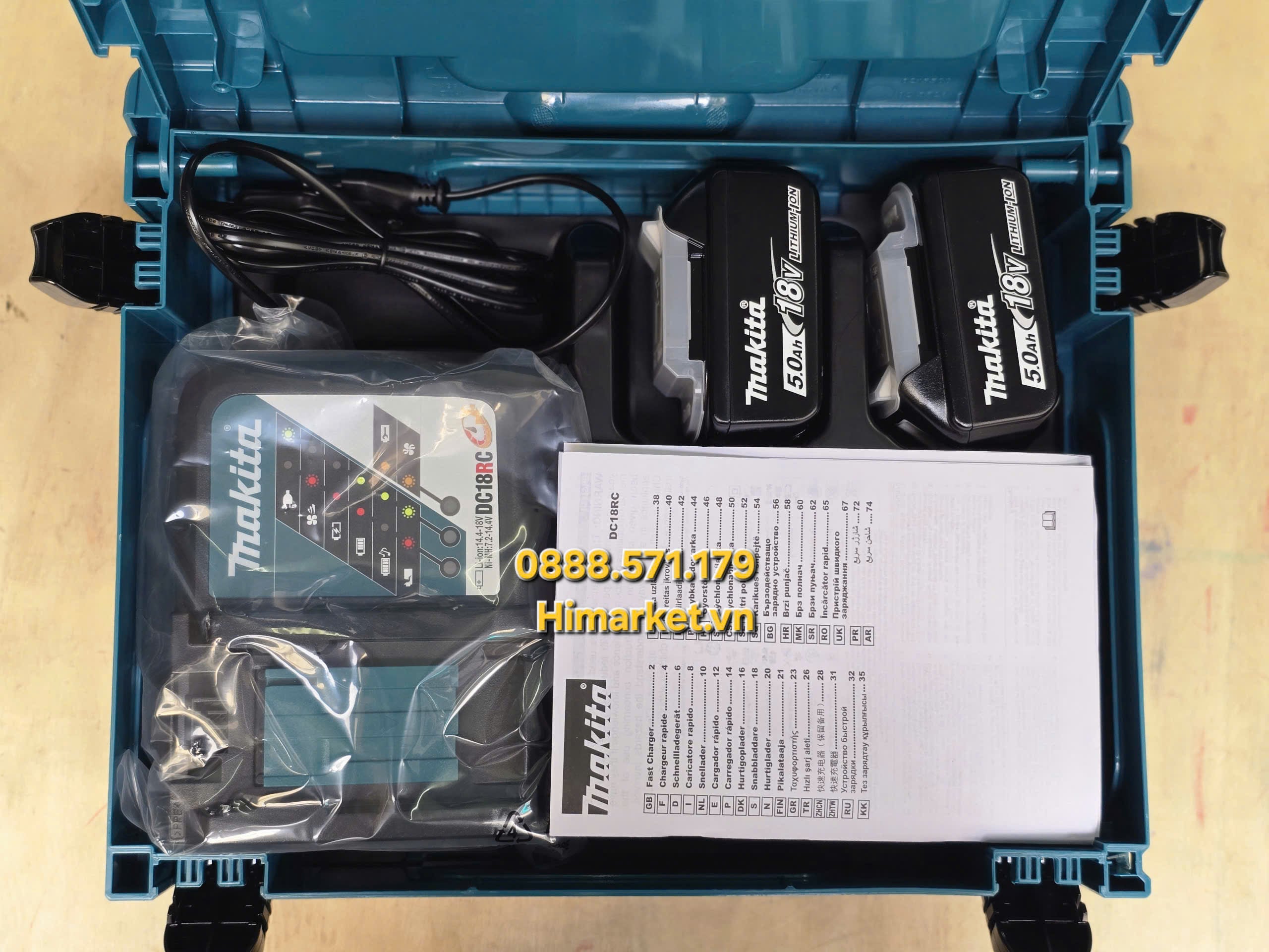 Bộ Sạc và 2 Pin 5.0Ah Makita Makpac 197624-2