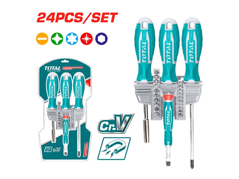 Bộ tuốc nơ vít 24 chi tiết Total TACSD302462 đa năng có nam châm hít chính hãng giá tốt tại Himarket