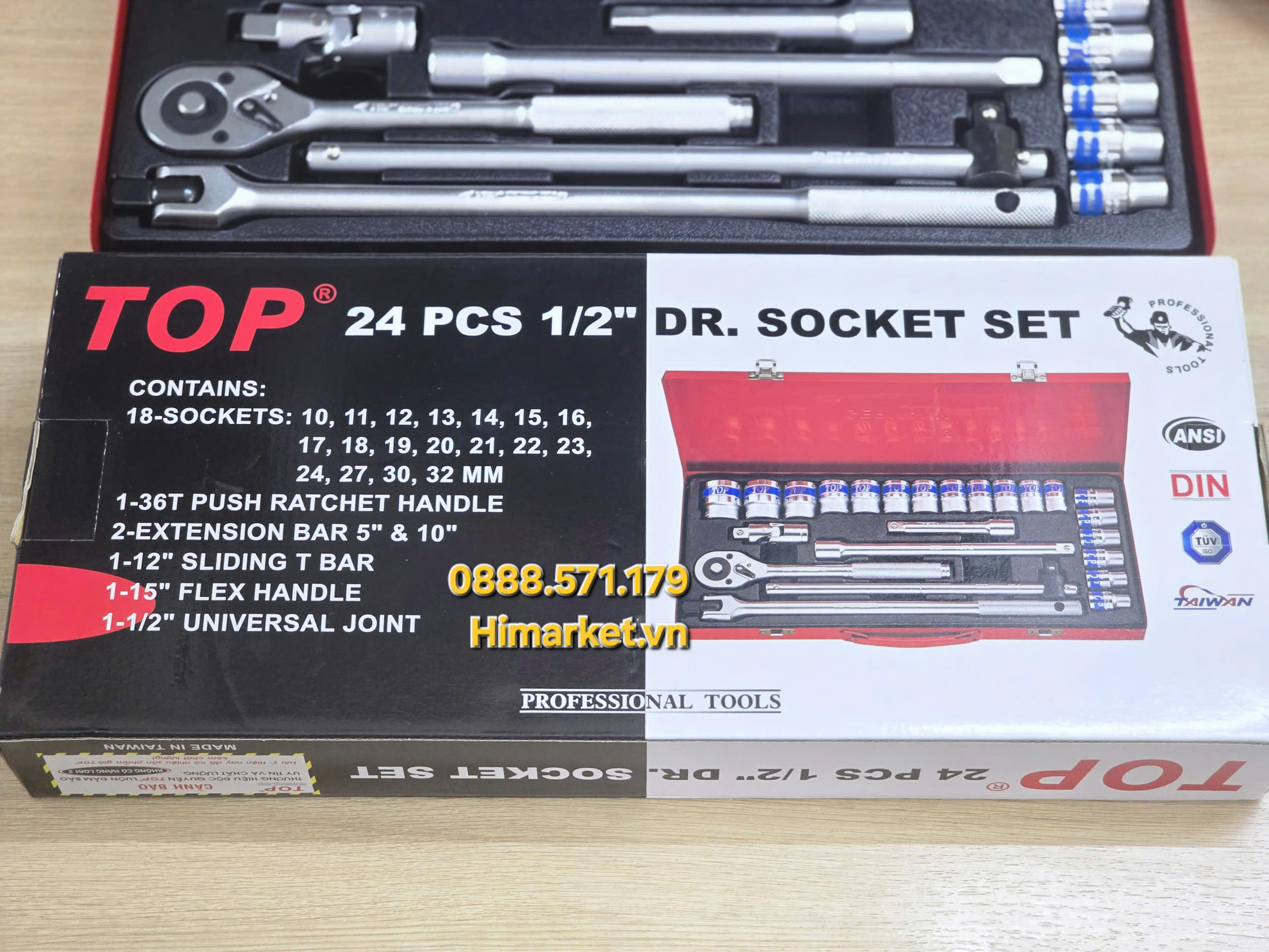 Bộ Tuýp 1/2 inch 24 Chi Tiết TOP KW-S424D-1