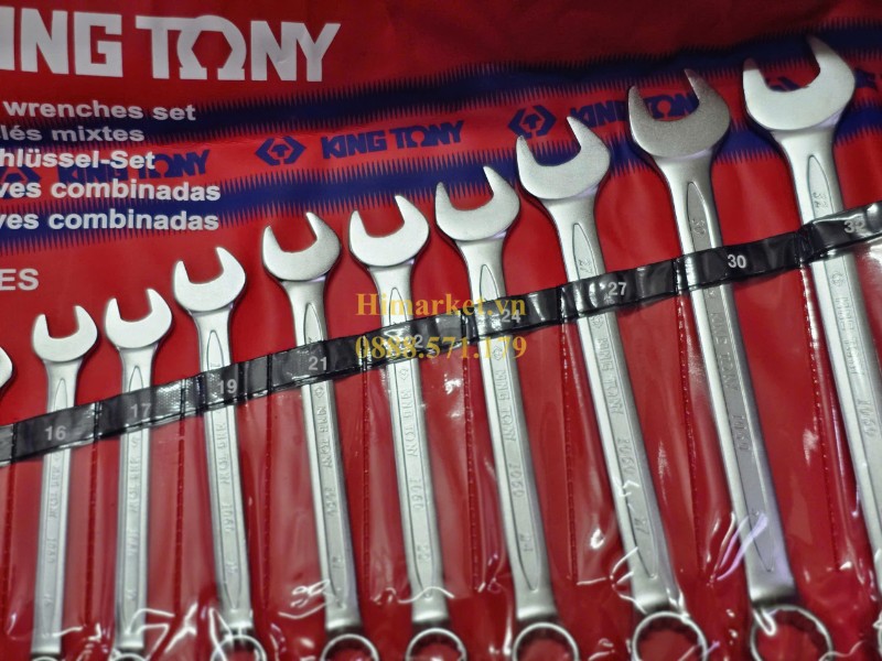 Cận cảnh các cỡ cờ lê trong bộ vòng miệng Kingtony từ cỡ lớn đến cỡ nhỏ