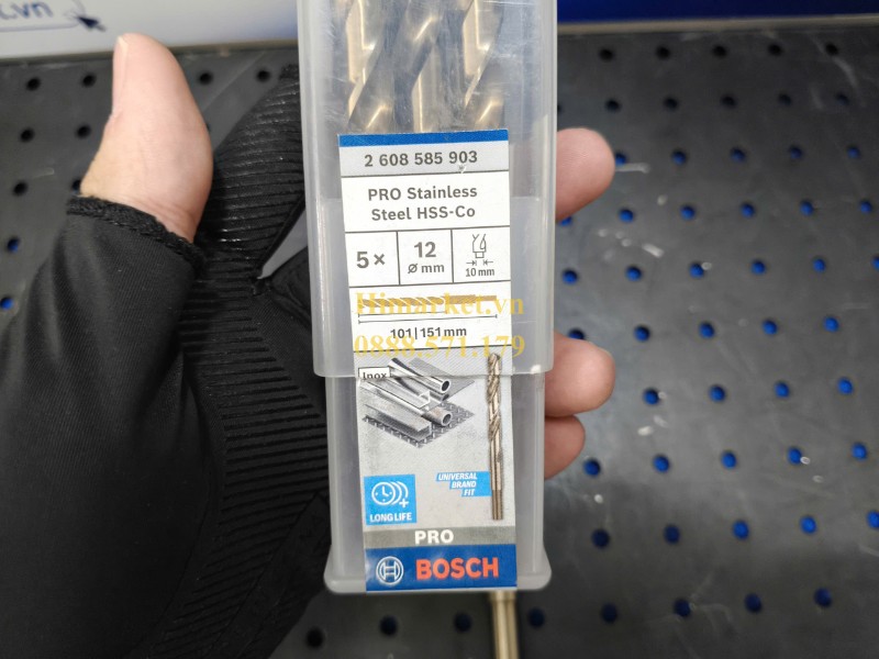 Hộp mũi khoan inox Bosch HSS-Co 12mm chính hãng