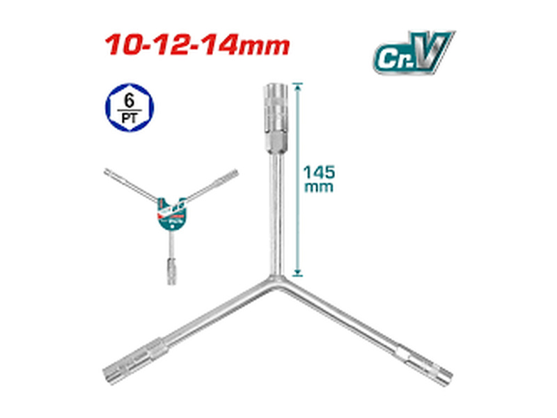 Cần chữ Y 10-12-14mm Total THYSW101214 mạ Crom sáng bóng chất liệu thép Cr-V siêu bền chính hãng