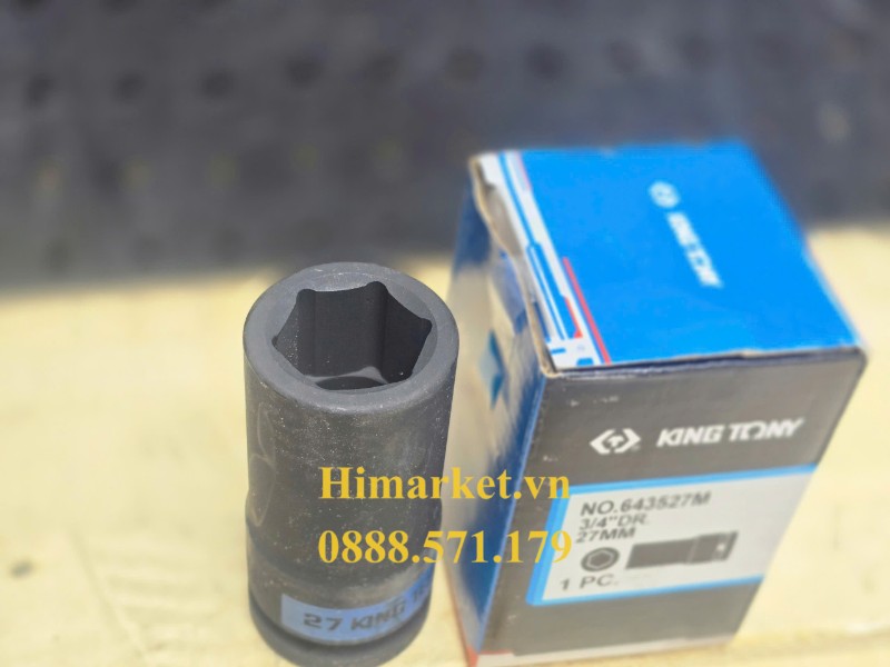 Cận cảnh lòng lục giác 6 cạnh chịu lực của đầu tuýp đen Kingtony 27mm